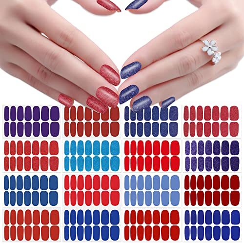 224 Pieces 16 Sheets 4th of July Nail Independence Day Nail Polish Strips-03