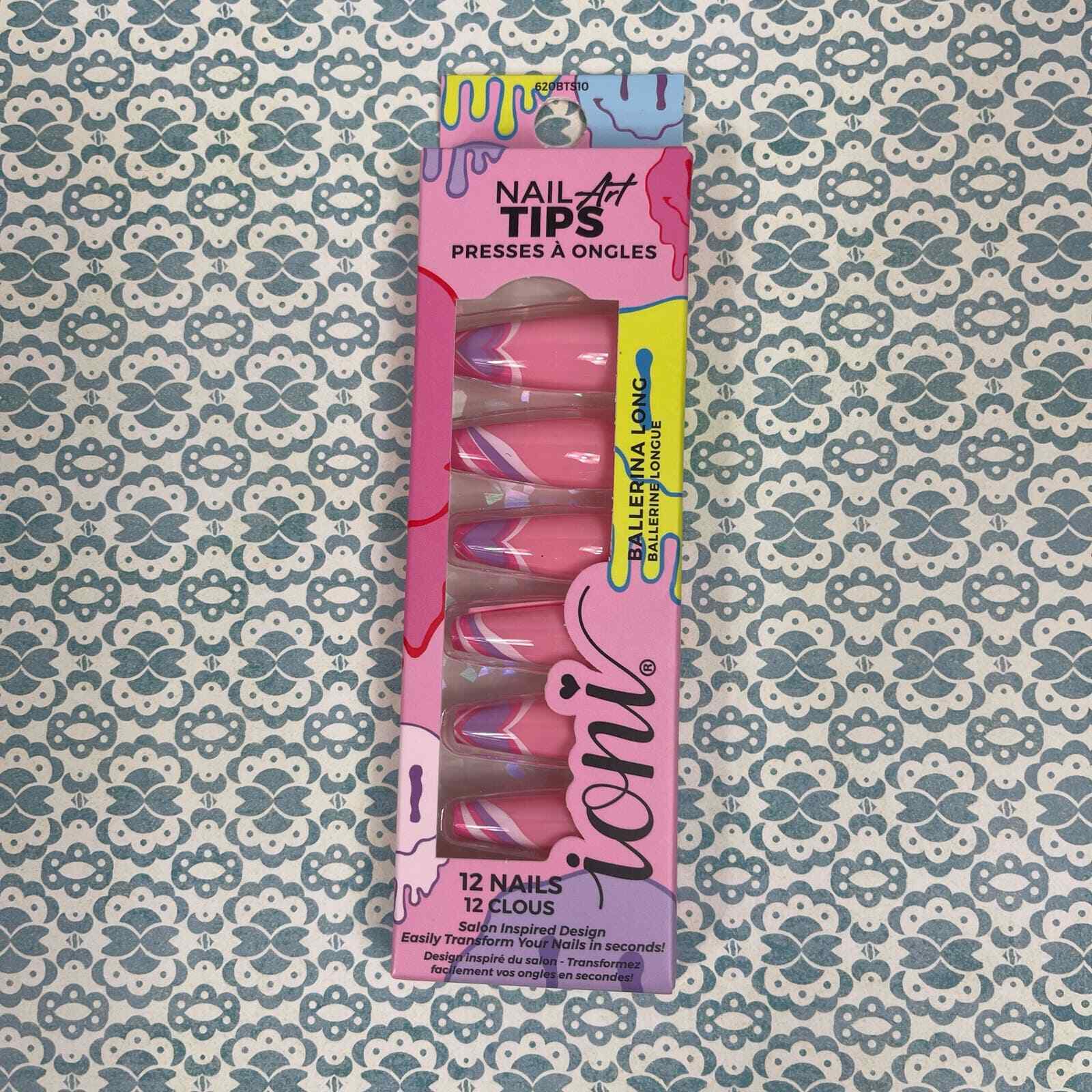 Ioni Press On Glue Nails Ballerina Long