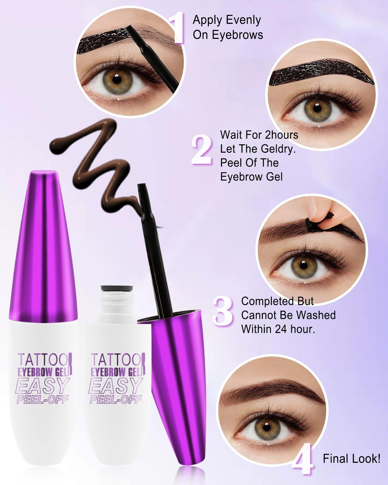 Peel Off Eyebrow Tinting Gel Kit-2pcs Grey Black Tattoo Eyebrow Gel Easy Peel…