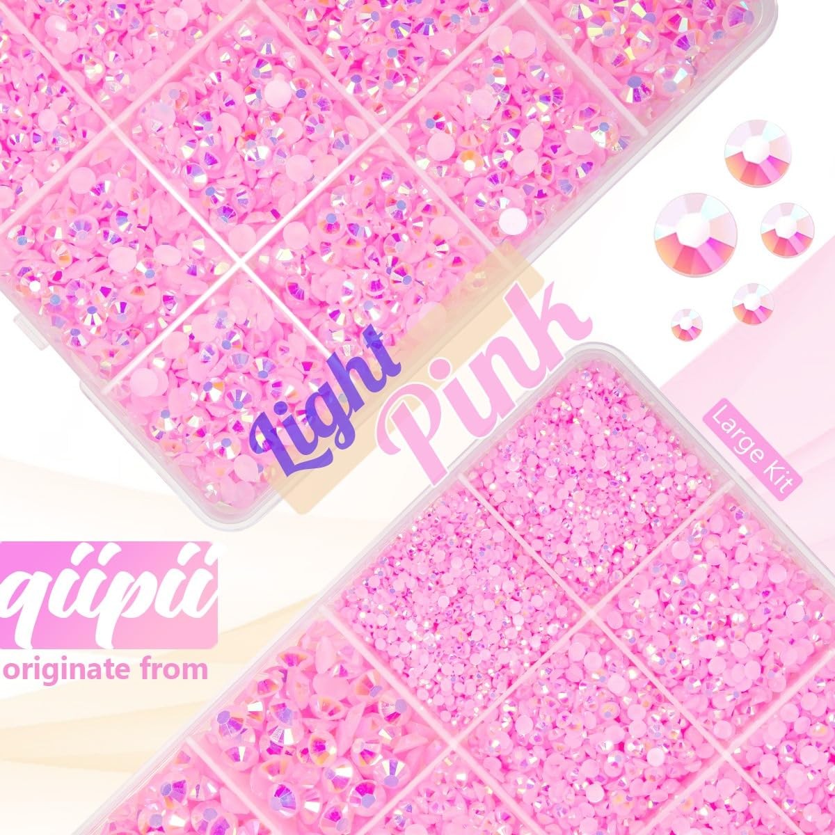 qiipii Light Pink AB Resin Rhinestones w B7000 Glue for Bedazzling Crafting 2…