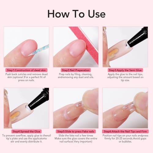 2pcs 10g Semi-Solid Glue Gel & 20ml Pinpoint Glue Remover Kit for Press-On Nails