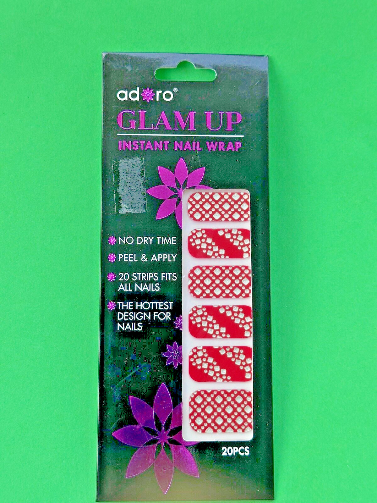 20 Strips In a Pack Instant Nail Wrap, Peel and Apply, Hottest design Brand New.