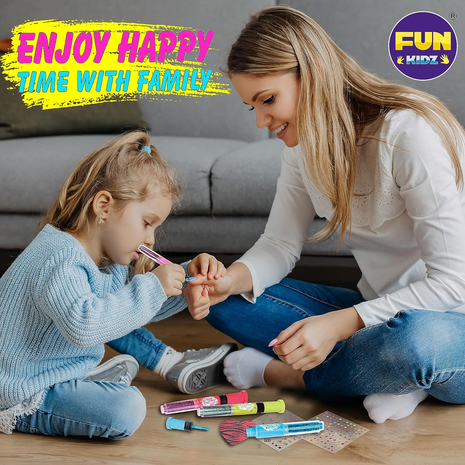 Craft Nail Pens Kit for Kids Ages 7-12, Funkidz Nail Set with Nail Polish Glitte