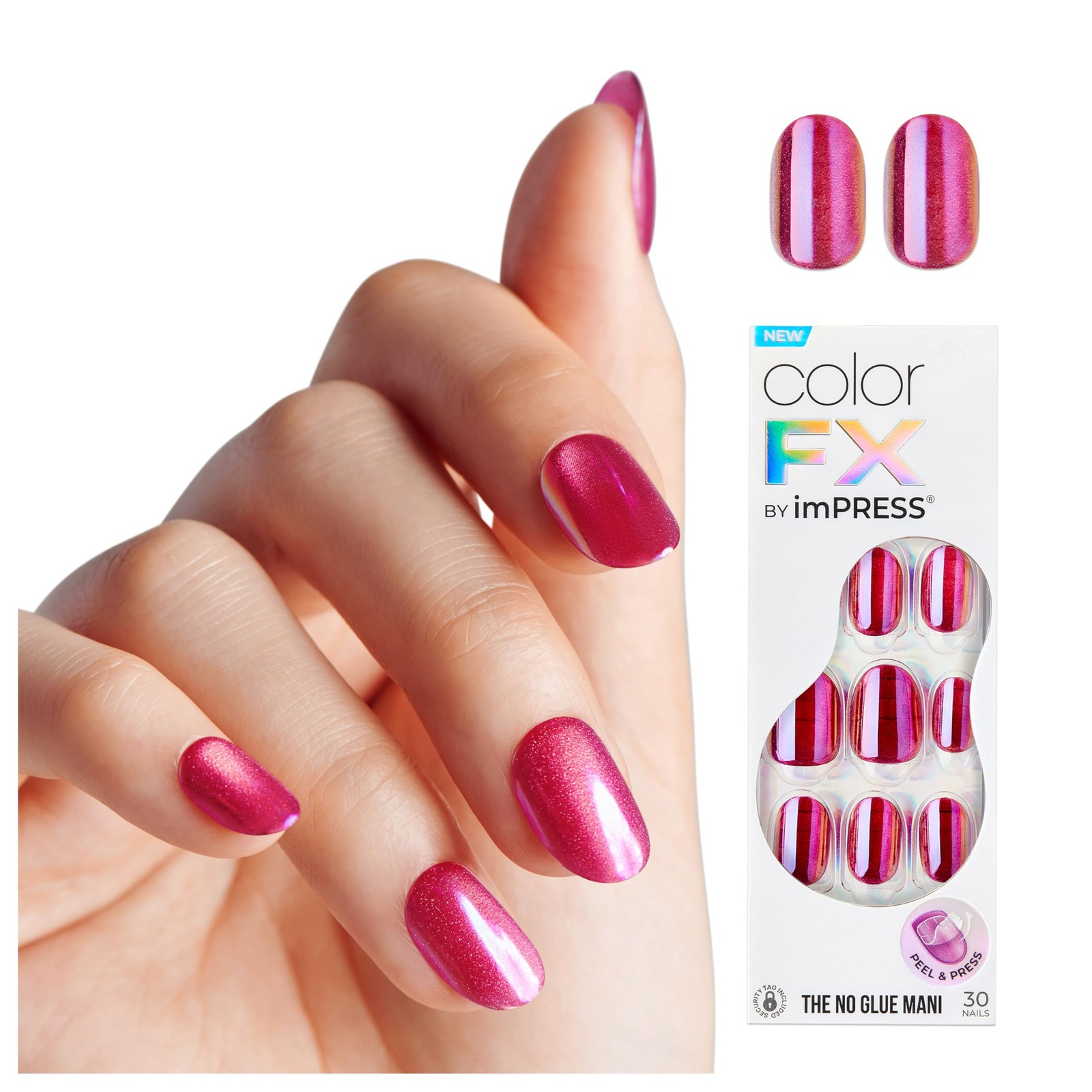 KISS colorFX by Press On Nails , ‘Around You’, Solid Pink with Pearlescent Fi…