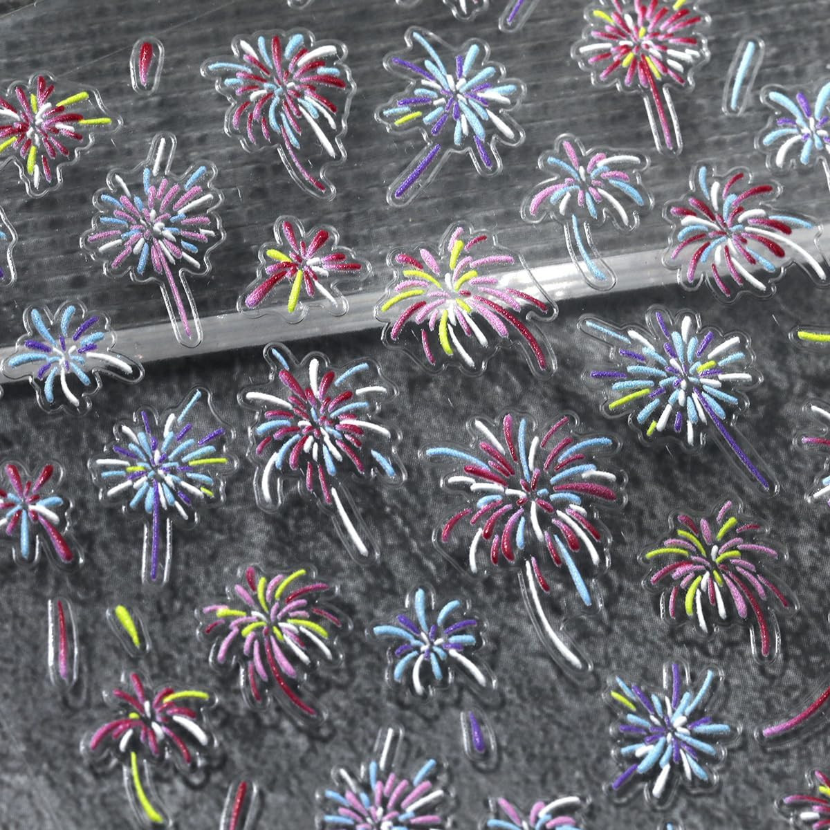 2 Sheets Fireworks Nail Stickers 5D Embossed 4Th of July Nail Art Stickers