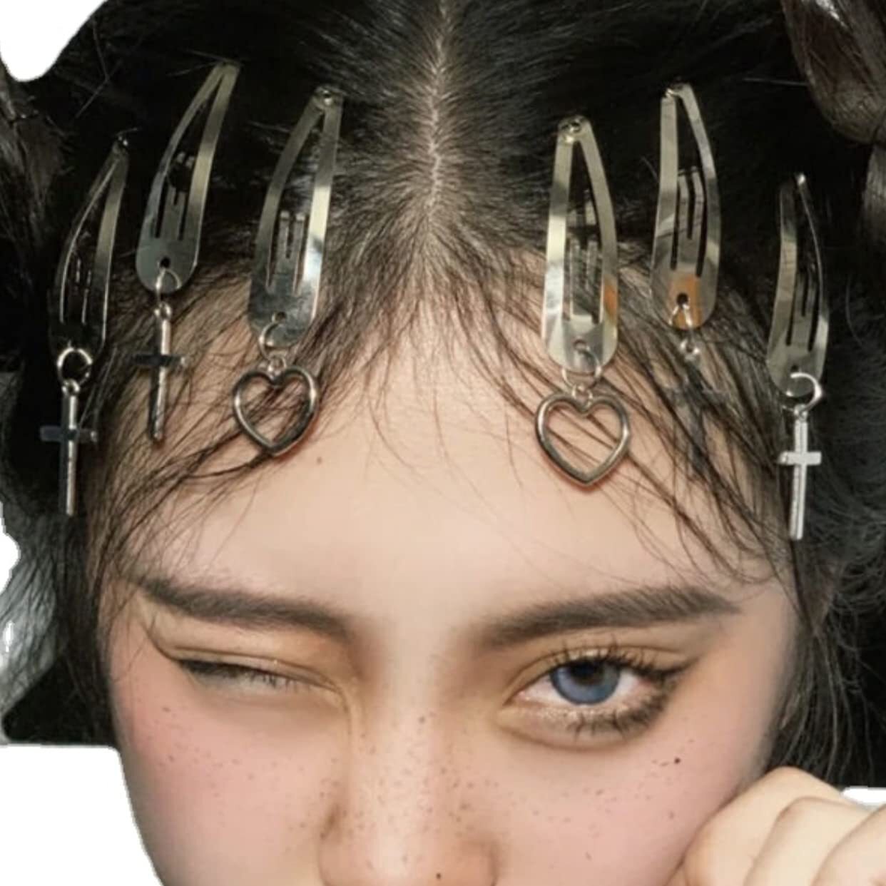 6 Pack Goth Hair Pins Set Accessories 6 Count (Pack of 1), Silver