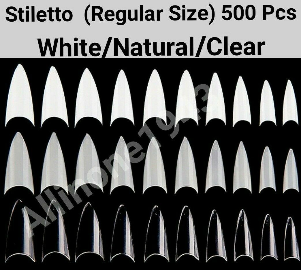 500Pc Stiletto Half Cover Fake False Nail Tips Regular salon Pointed Artificial