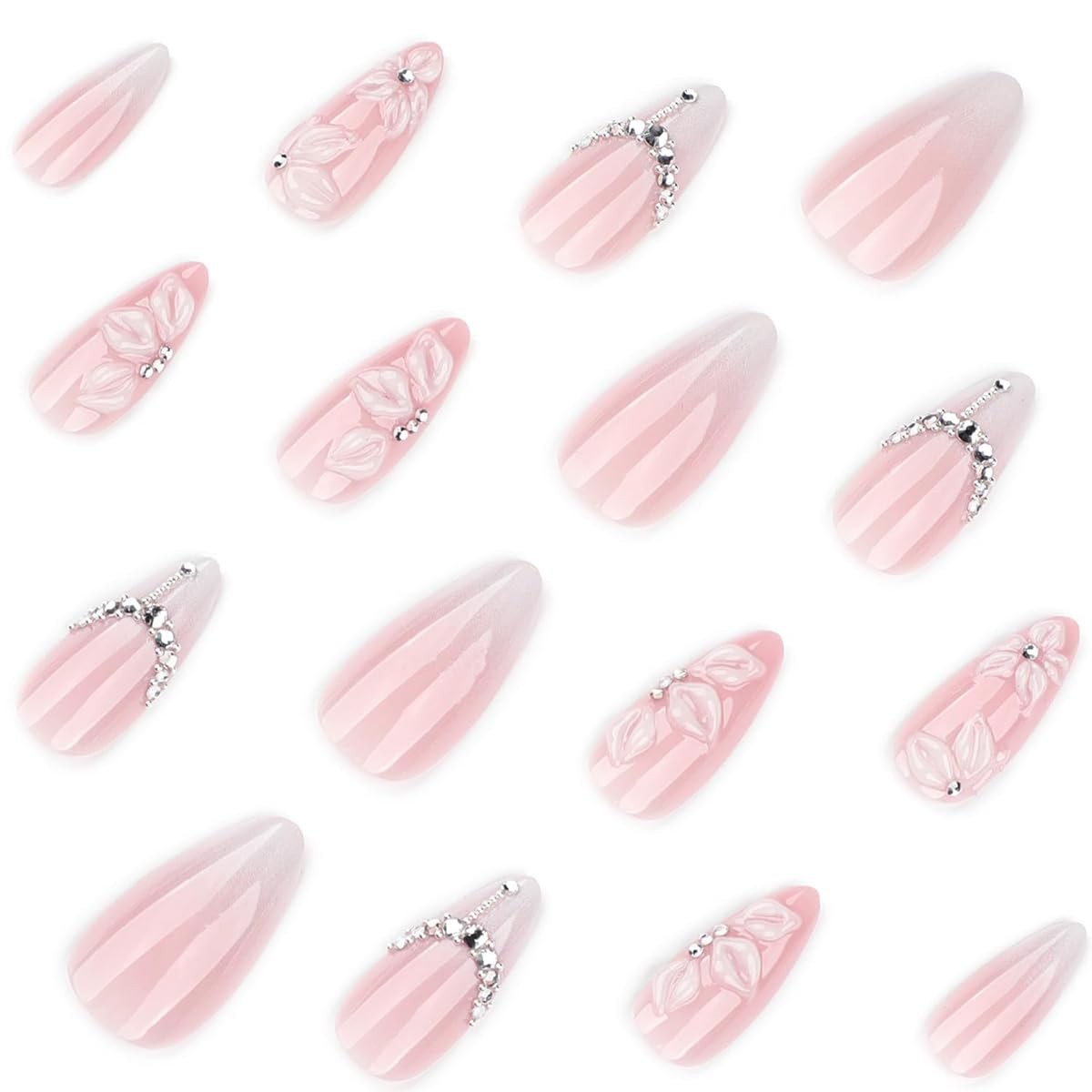LRKNNO Almond French Tip Press on Nails Style-8