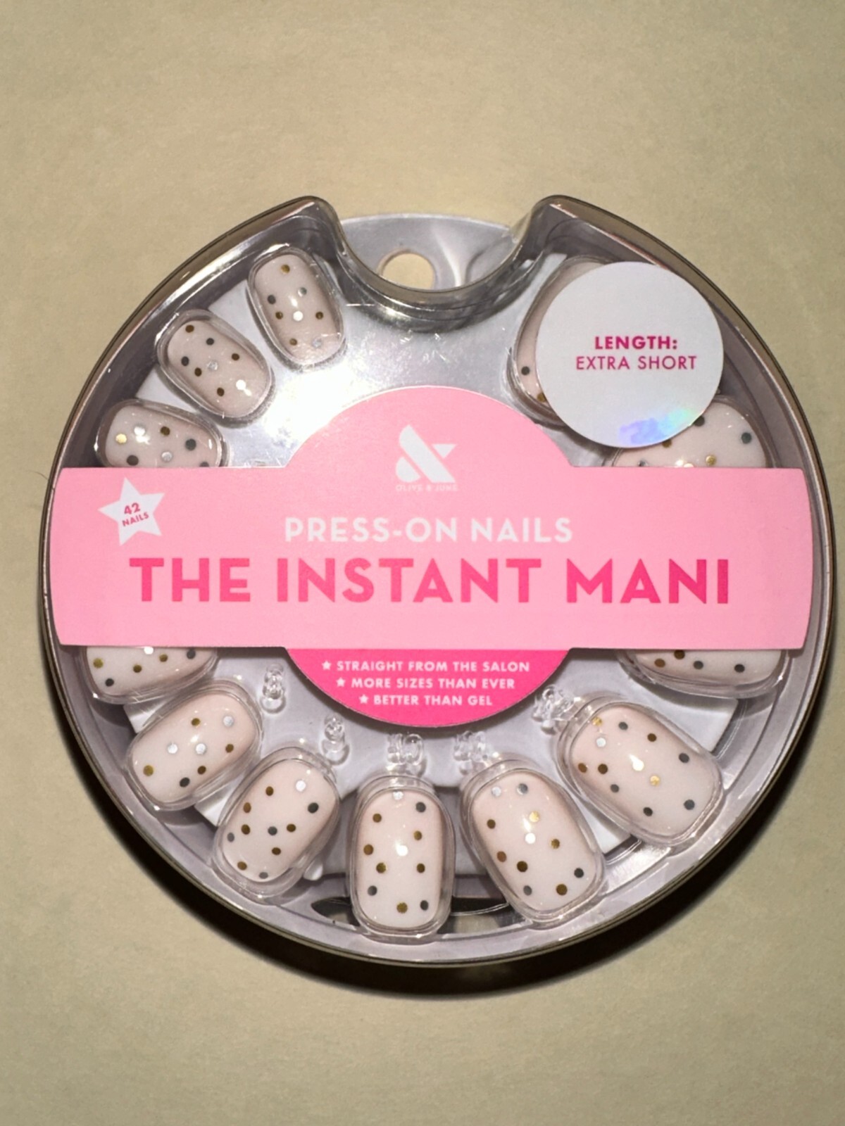 Olive & June Press-On Nails The Instant Mani Extra Short Metallic Conf Silv/Gold