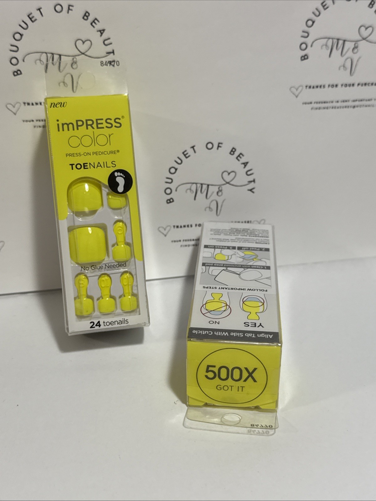2 KISS Nails imPRESS Color Press On Pedicure Neon Yellow*Got It* 👀My Page For +