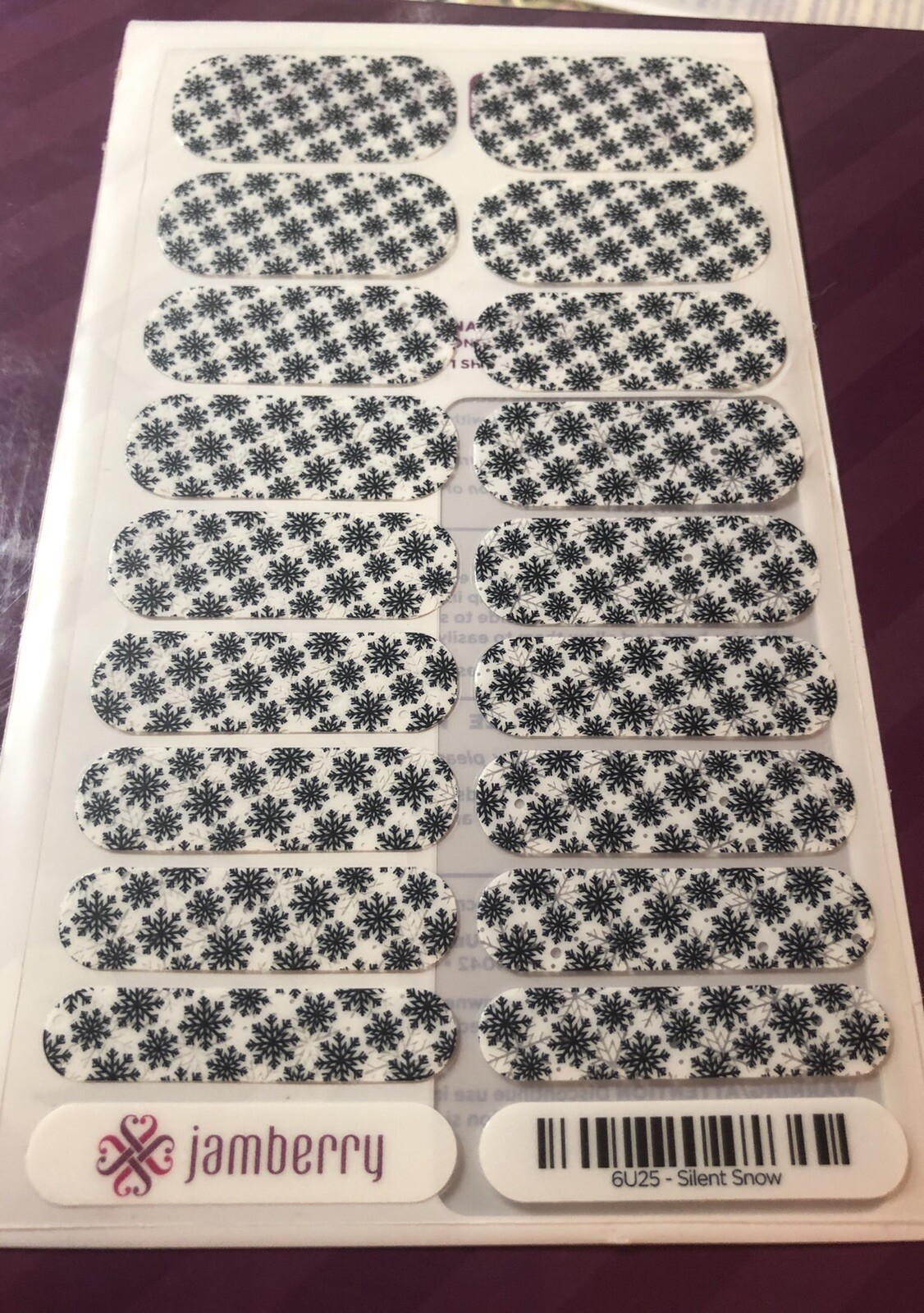 Jamberry Nail Wraps Silent Snow Full Sheet Black & White Winter Christmas 6U25