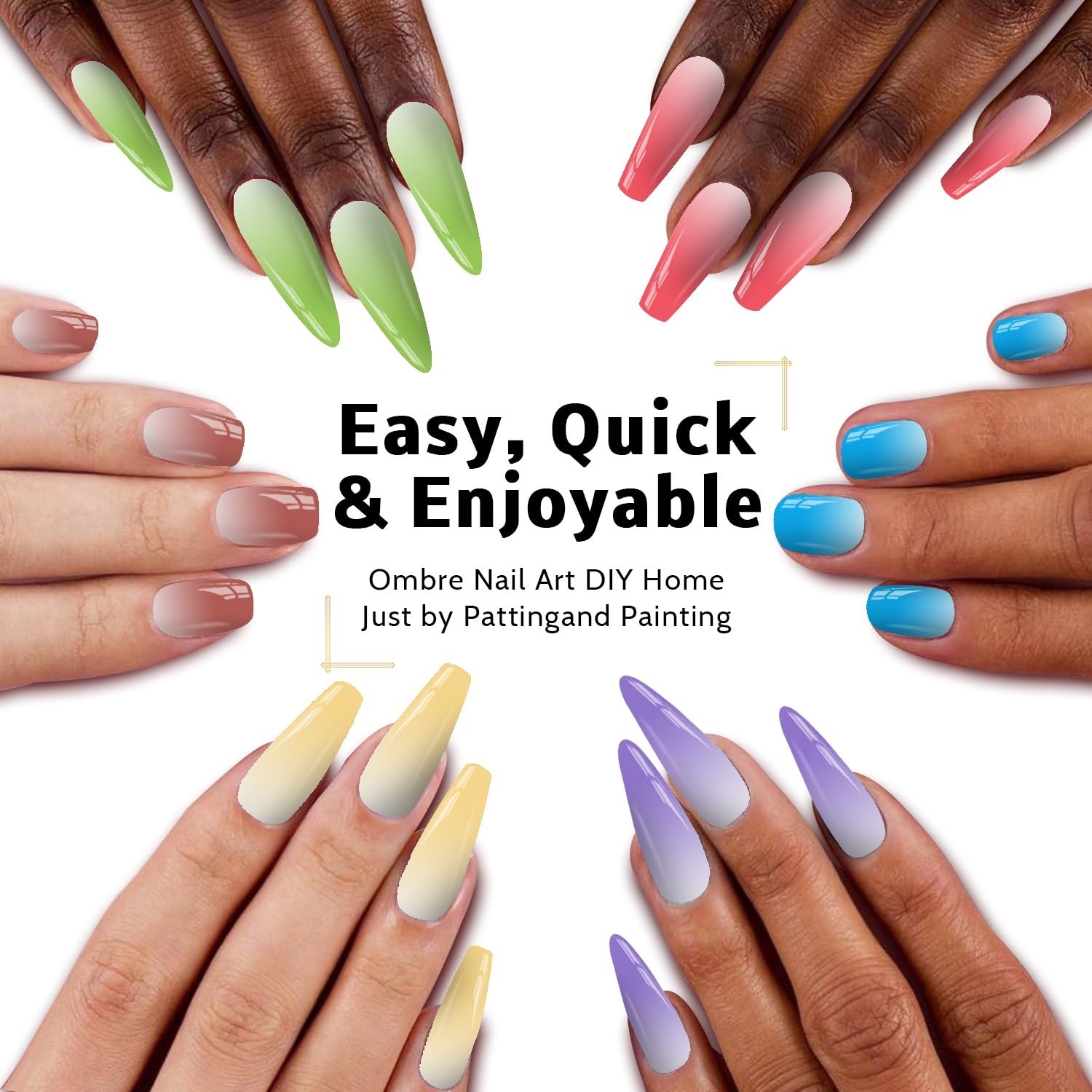 Ombre Nail Gel Set – Gradient Blush & Floral Art, No Wipe, UV/LED Curing, 16 Col