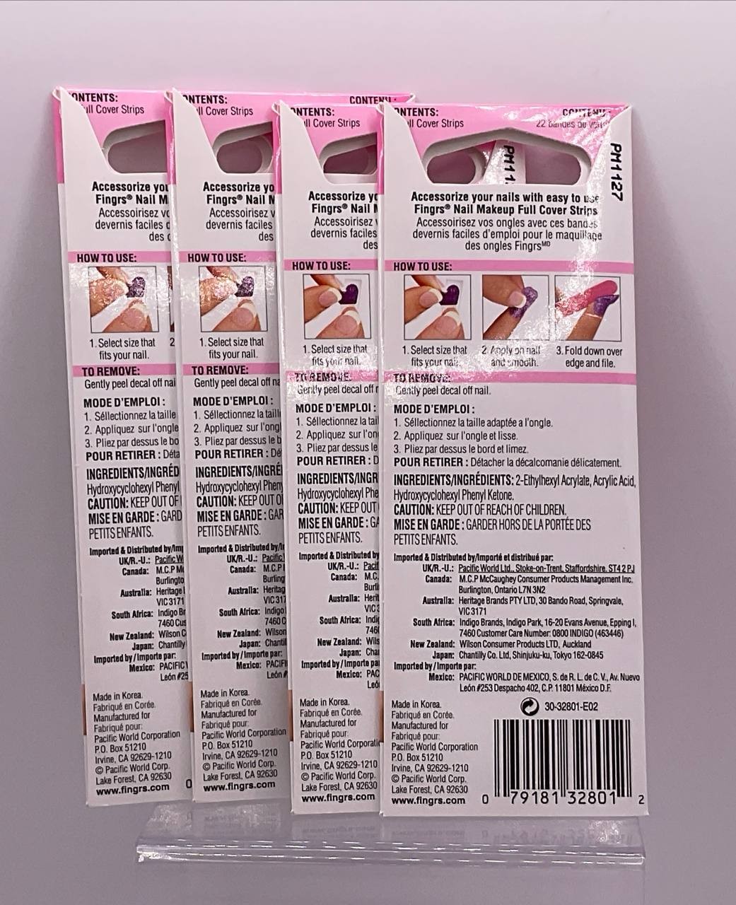 Fing’rs Nail Makeup Full Cover Strips New York Print 22 Strips 32801 LOT 4