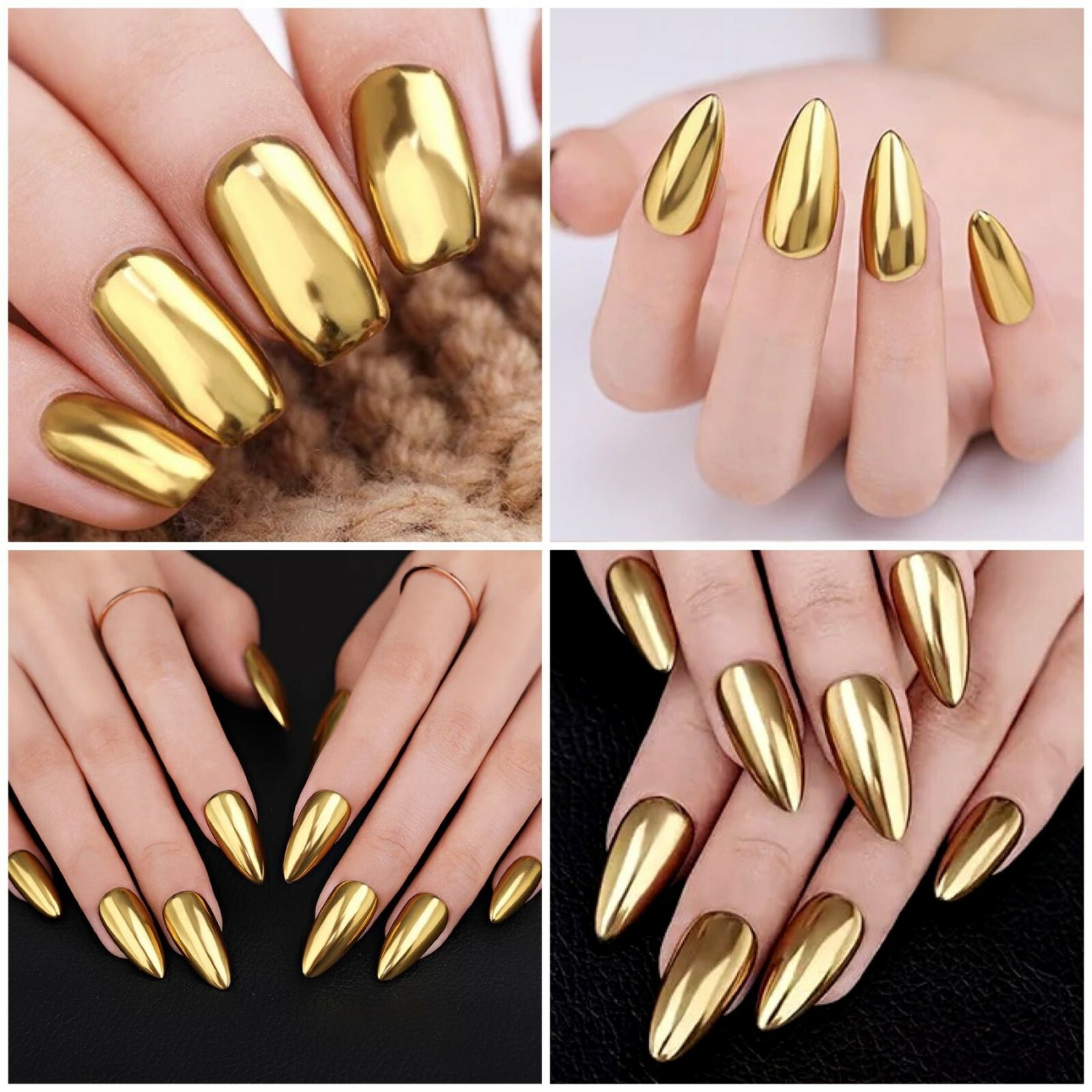 GOLD CHROME NAIL MIRROR POWDER EFFECT Pigment NAILS New Trend Magic Dust UK (P)