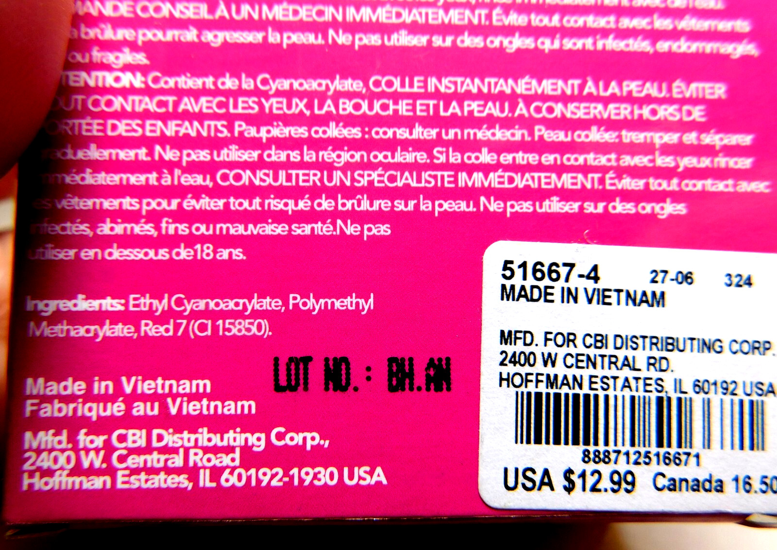 CBI Distributing Corp~Icing 24 Faux Nails Vegan BH.AN Pink & White Hearts&Flames