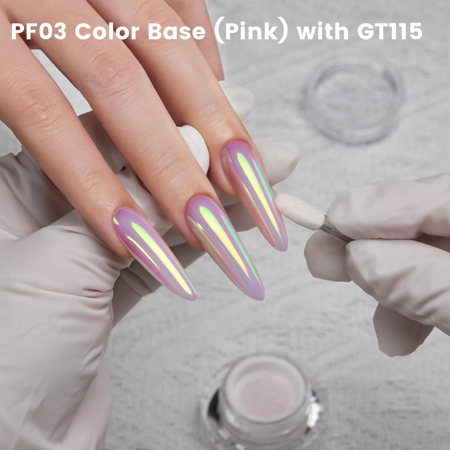 Yokefellow Gleamtap Cushion Aurora Chrome Nail Powder -Mermaid Aurora Effect,Nai