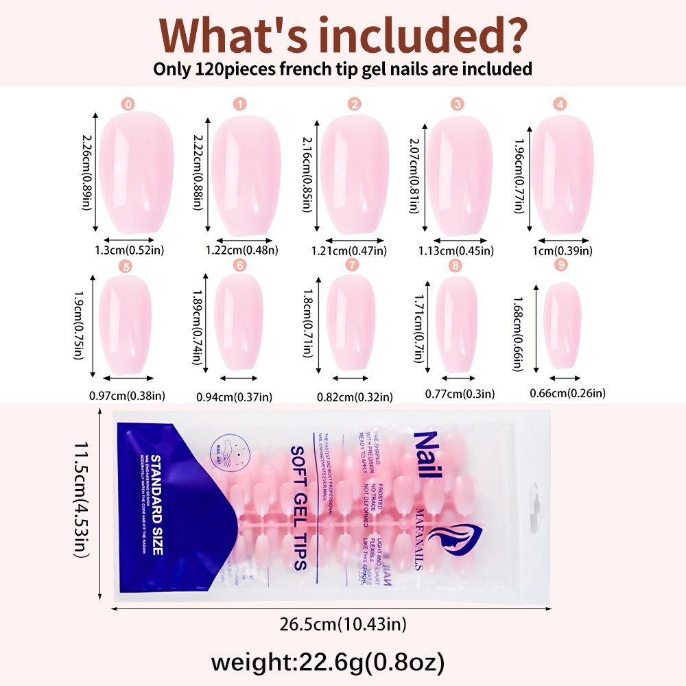 120Pcs Pink Ombre Medium Coffin Press On Nails Glossy Acrylic False Nail Tips