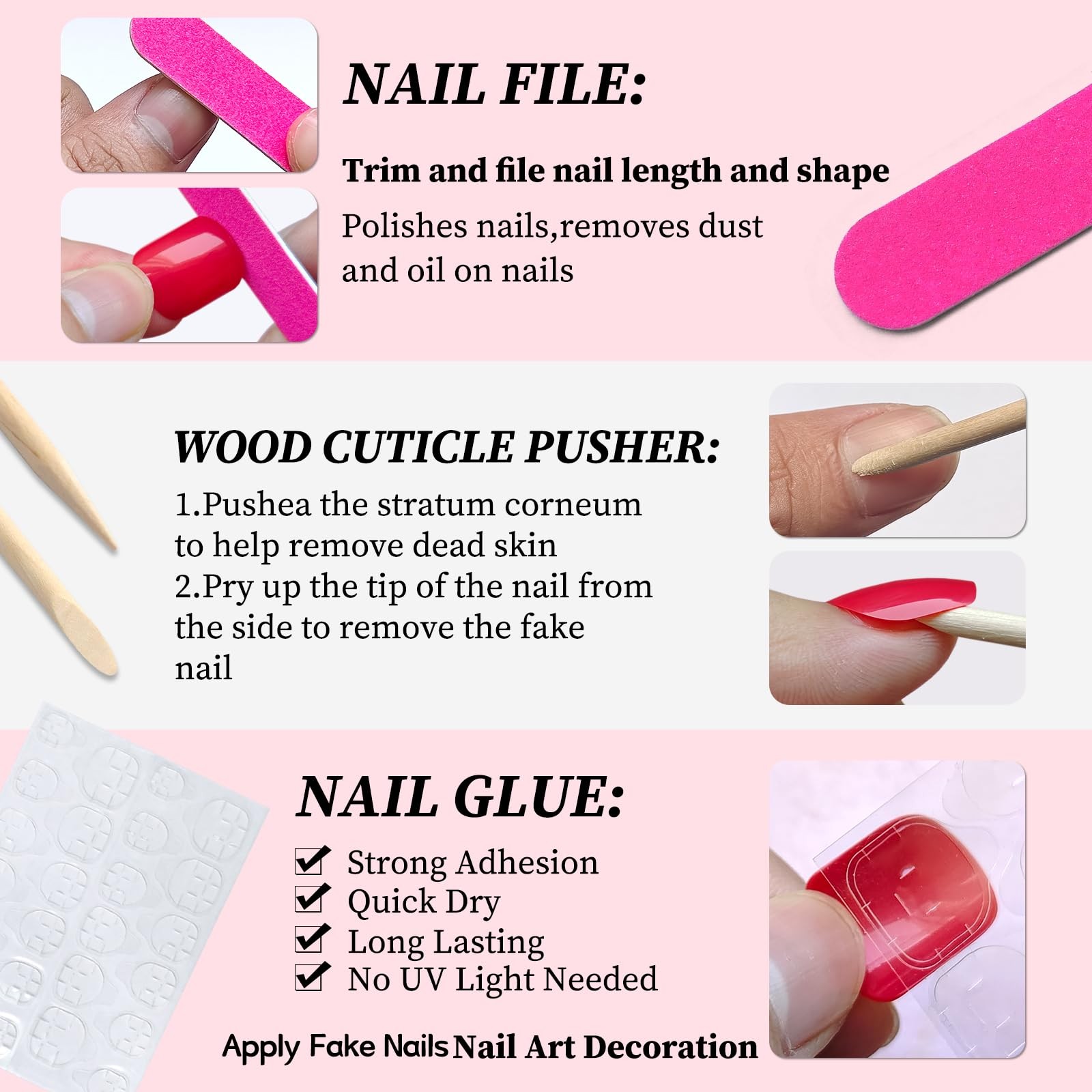 120PC Pink Square Press on Nails Short Fake Nails Press ons with Nail Adhesiv…