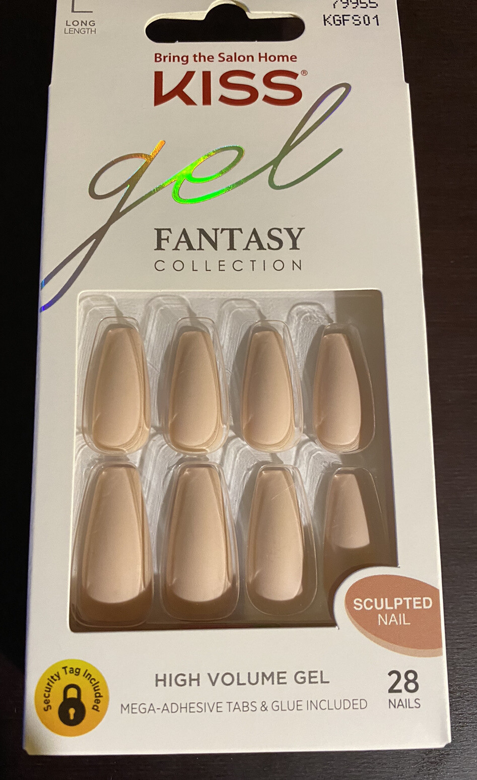 KISS Gel Fantasy High Volume Gel Long Sculpted Matte Beige Press On Nails Set