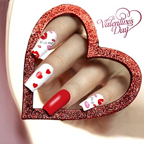 12 Sheets Valentine’s Day Nail Wraps Full Stickers 12 Sheets ，valentine’s Day