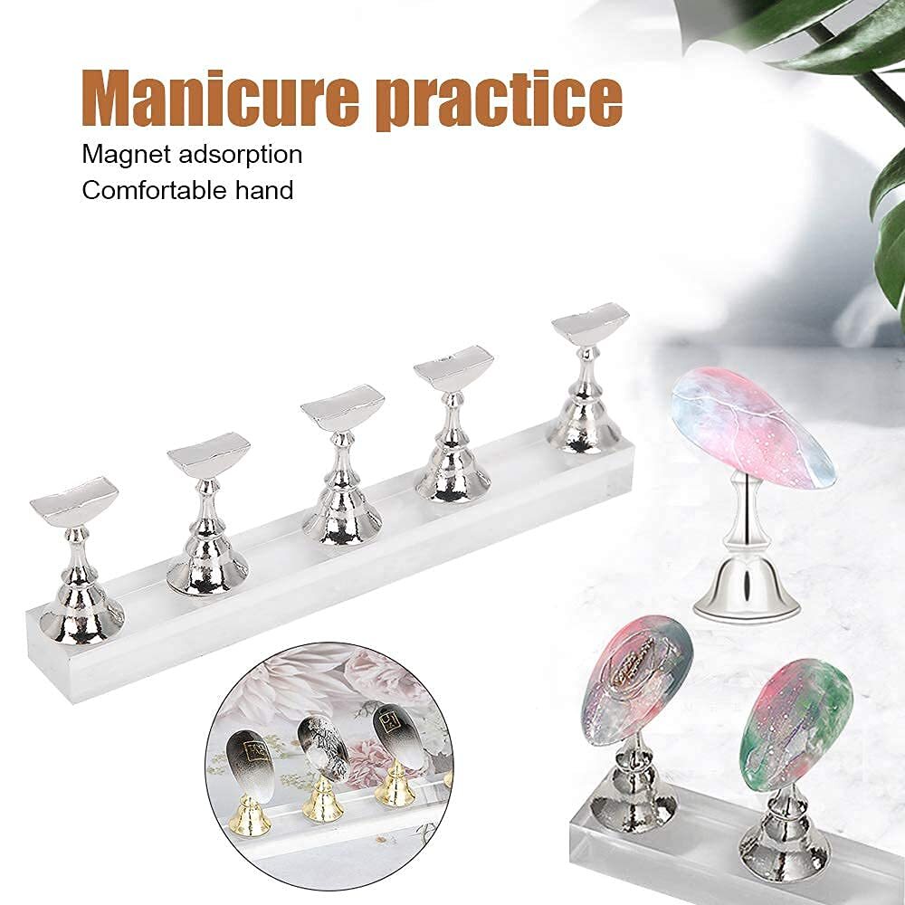 2 × Magnetic Nail Stand for Press On Nails Display Practice Art Fake Nail Holder