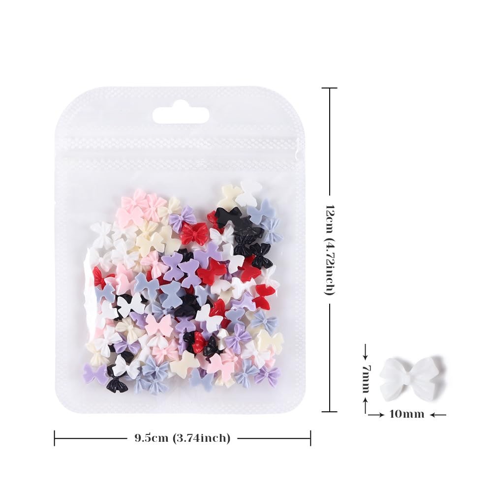 Bow Nail Charms Colorful 3D Bowknot Nail Art for Acrylic Nails Cute Resin Mix…