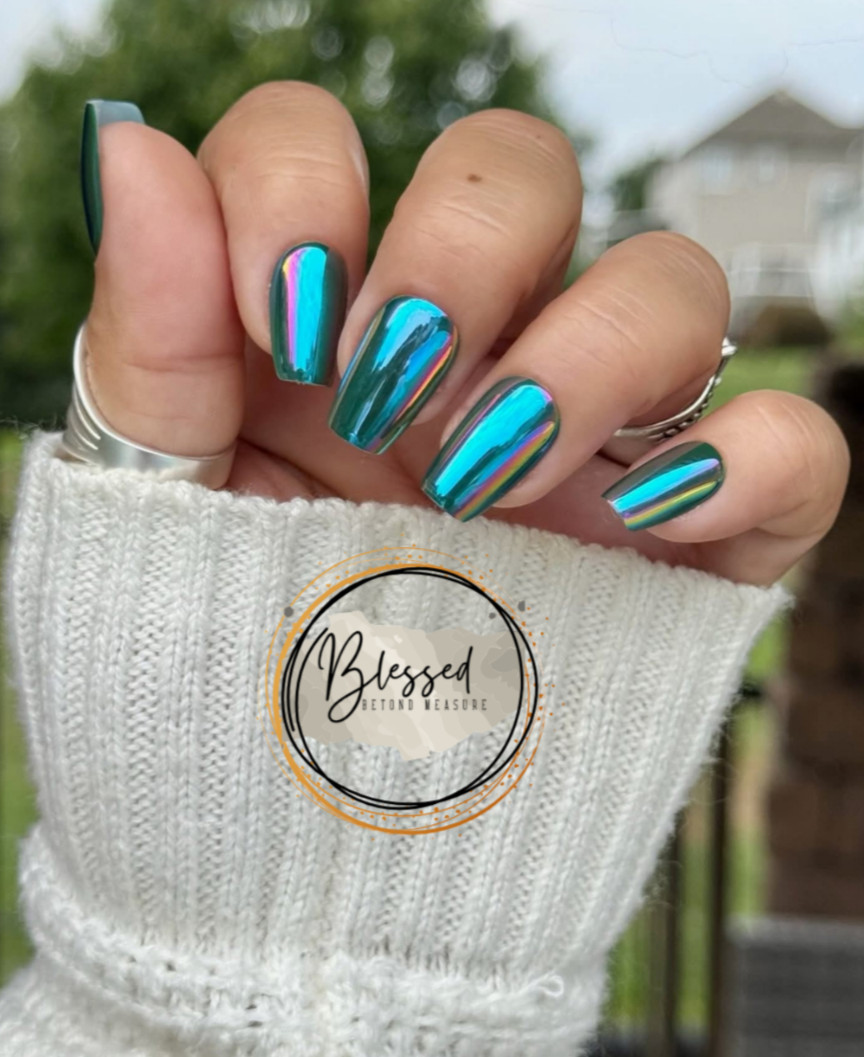 Red ASpen Press On Nails-Elevating Girls Everywhere, Elolo Coffin -Blue -Medium