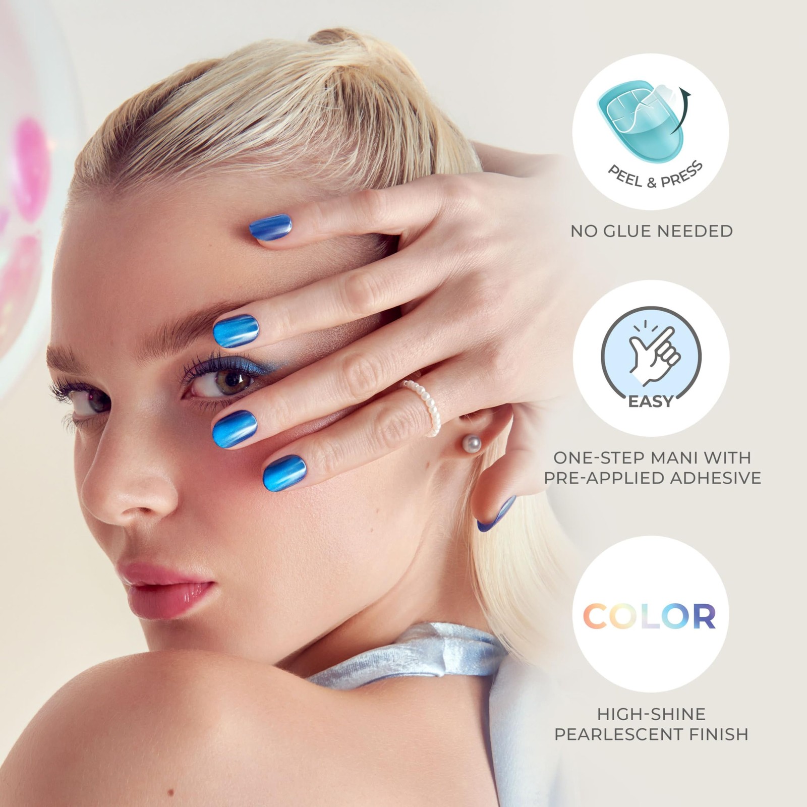 KISS colorFX by Press On Nails , ‘Around You’, Solid Pink with Pearlescent Fi…
