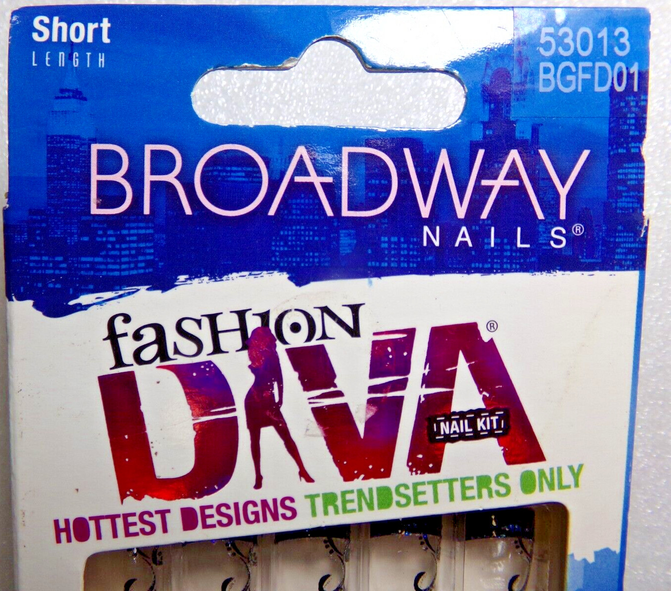 BROADWAY FOR KISS NAILS GLUE ON Short -Blue Glitter French