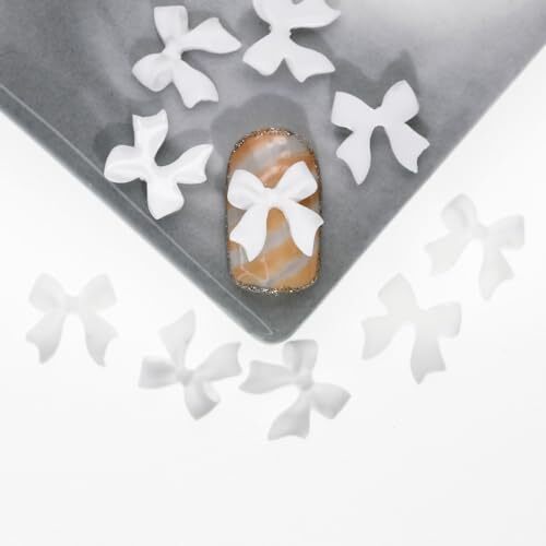 100 Pcs 3D Bow Nail Decoration Resin Bow Nail Rhinestones Bowknot for DIY