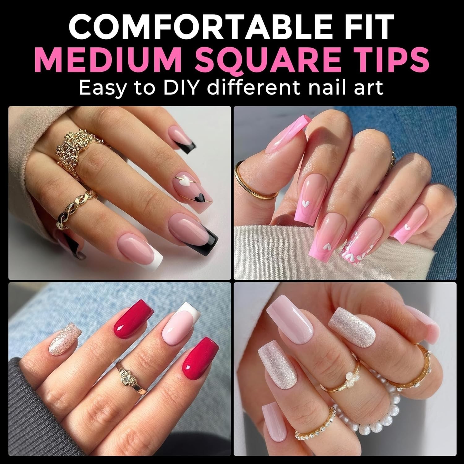 Long-Lasting Clear Square Nail Tips – 216pcs for Effortless Acrylic Extensions