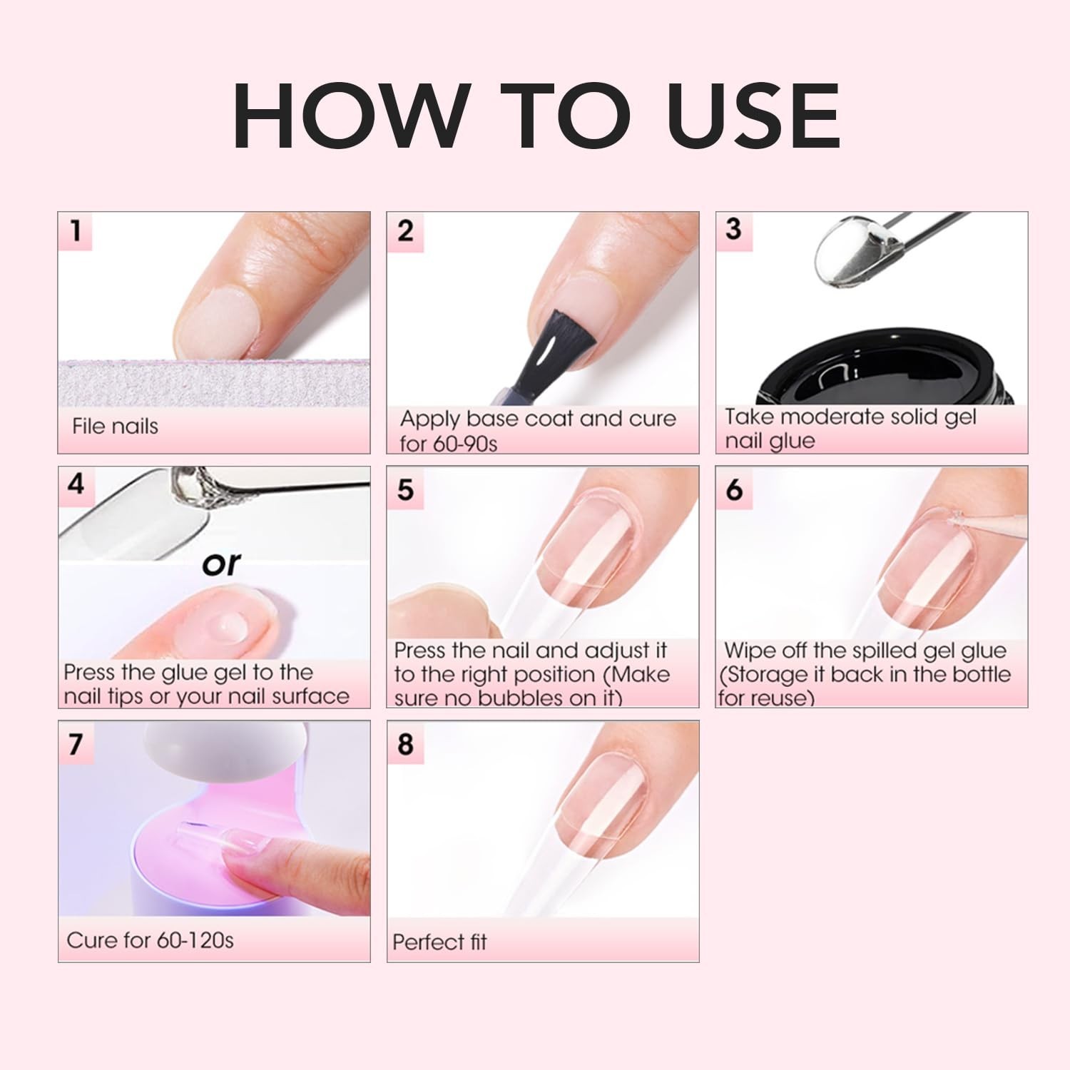 Soft Gel Solid Nail Glue-15g for Press On Nails, Upgrade 3 in 1 Soft Gel Full…