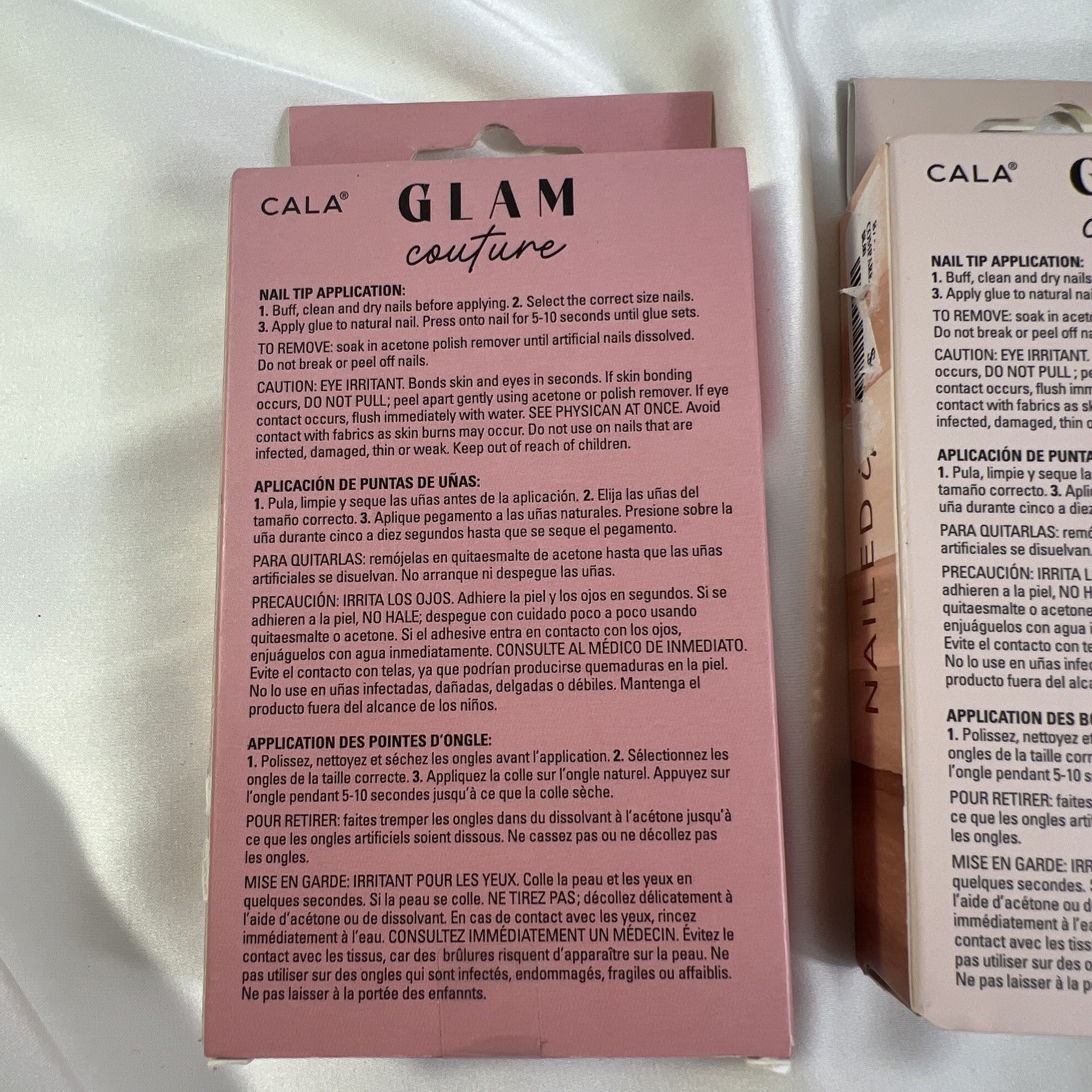 Cala Glam Contrite Press On Nails 2 Pack Medium Pink & Nude With Nail Glue New