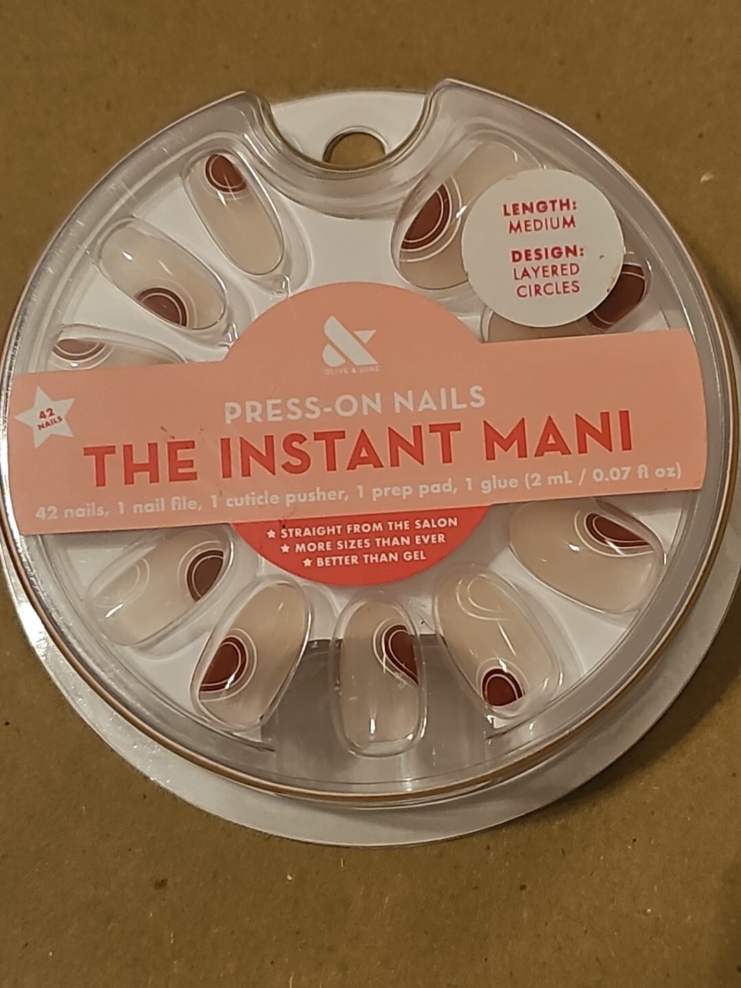 Instant Mani Short And Medium Length Layered Circles Press On Nails 42 Ct x 2