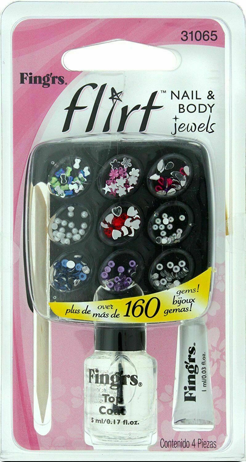 FING’RS* FLIRT/BLING Nail & Body JEWELS Art Set OVER 160 GEMS #31065