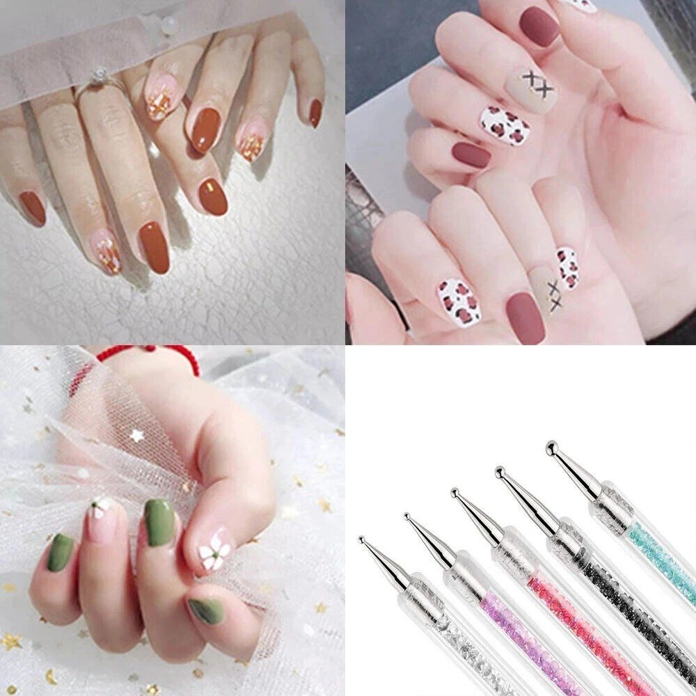 5 Pcs Nail Art Brushes Nail Dotting Tool Nail Art Tools 2 in 1 Nail Art Tool Set