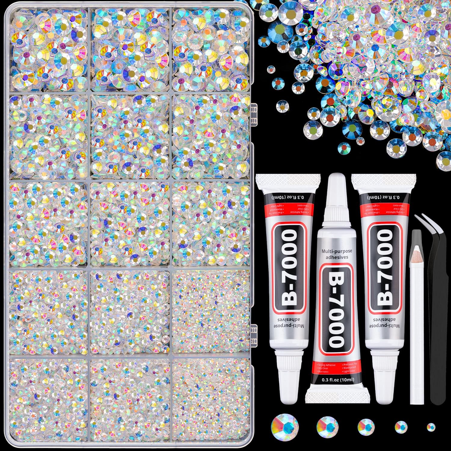 16000Pcs Resin Jelly Rhinestones for Crafting, Transparent AB Flatback Gems, …