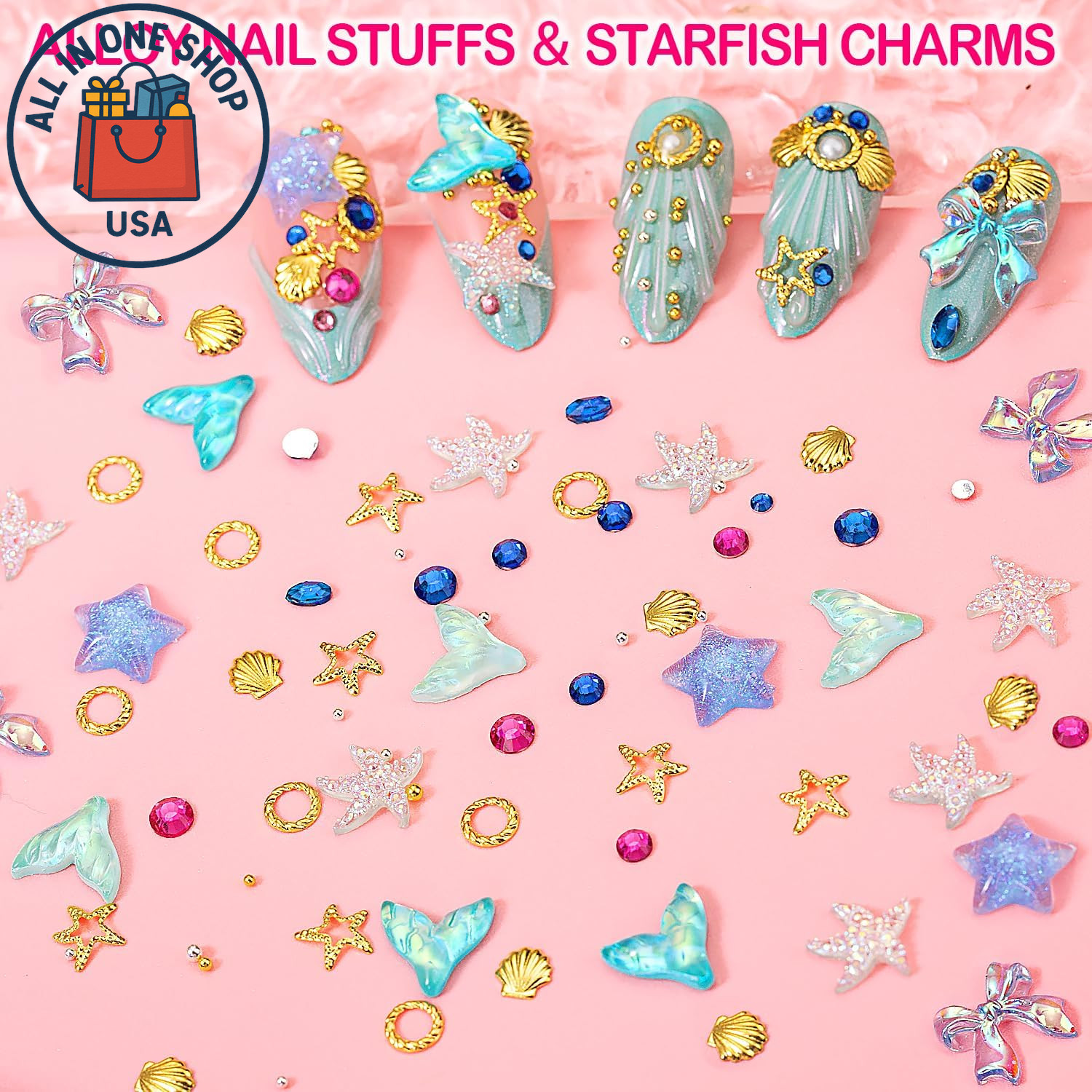 3D Nail Charms & Gems, Y2K Nail Art Decorations with Butterflies Stars 8000Pcs