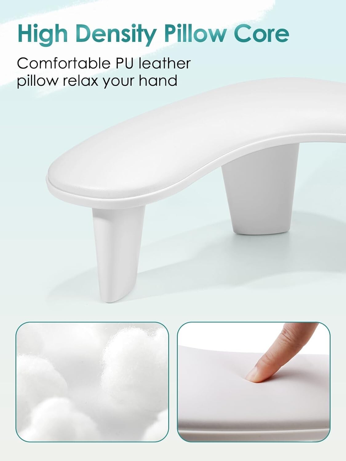 LIONVISON Nail Arm Rest Hand Pillow: Leather Nail Stand Nail Hand Rest – White