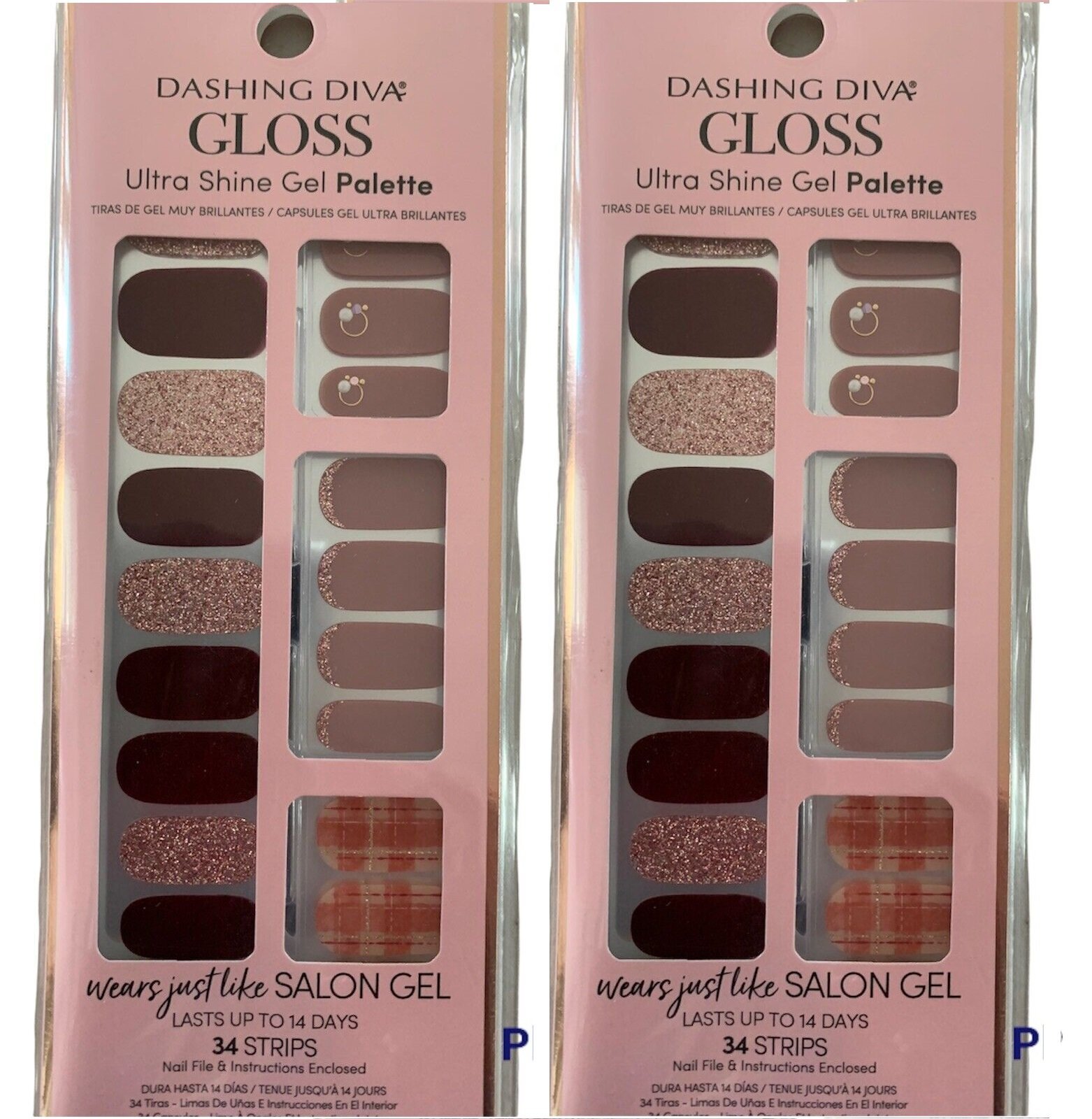 (Pack 2) Dashing Diva Gloss Ultra Shine Gel Palette 34 Nail Strips GS133 Center