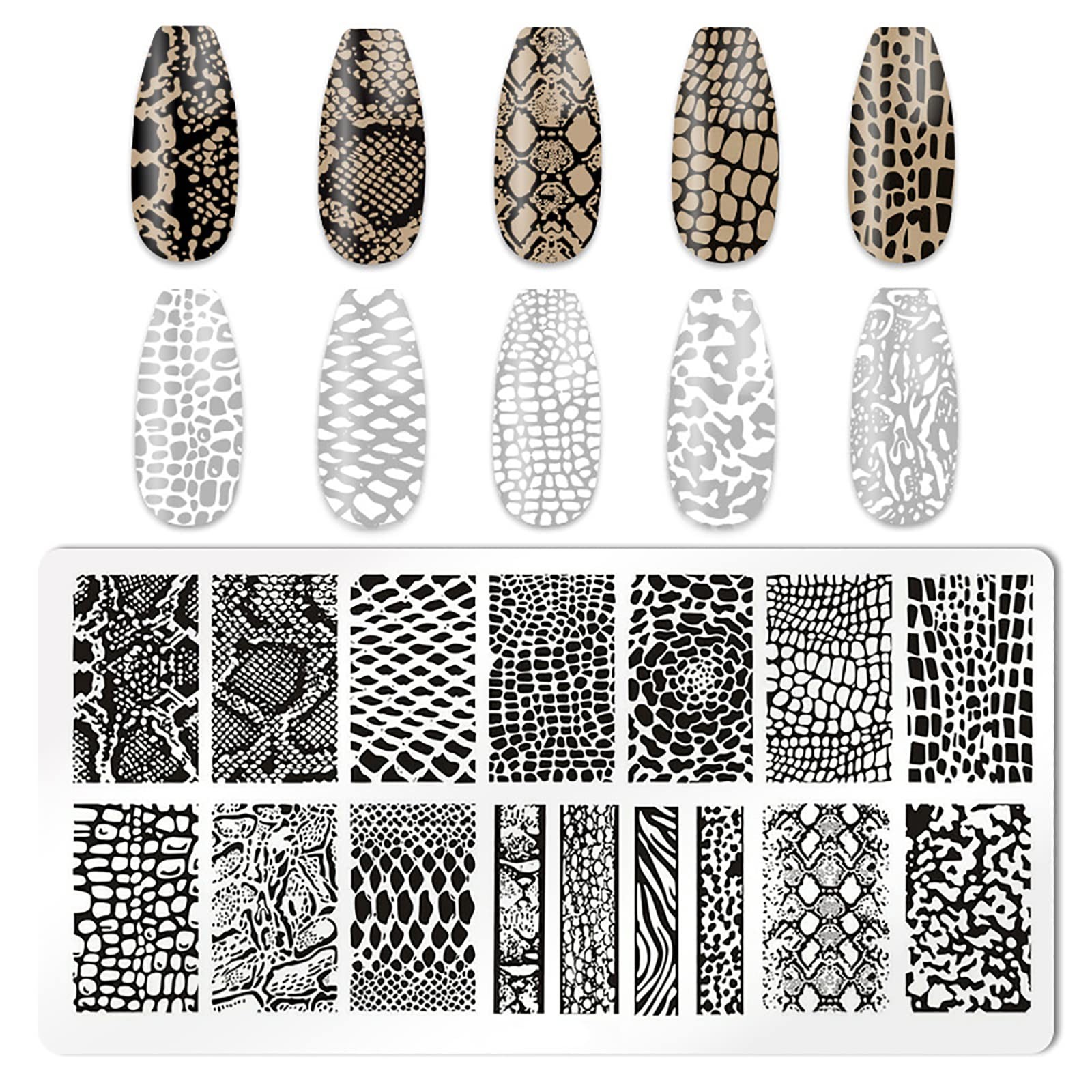 Leopard Print Nail Stamping Plates Accessories Tools 1 Nail Stamper 1 Scraper