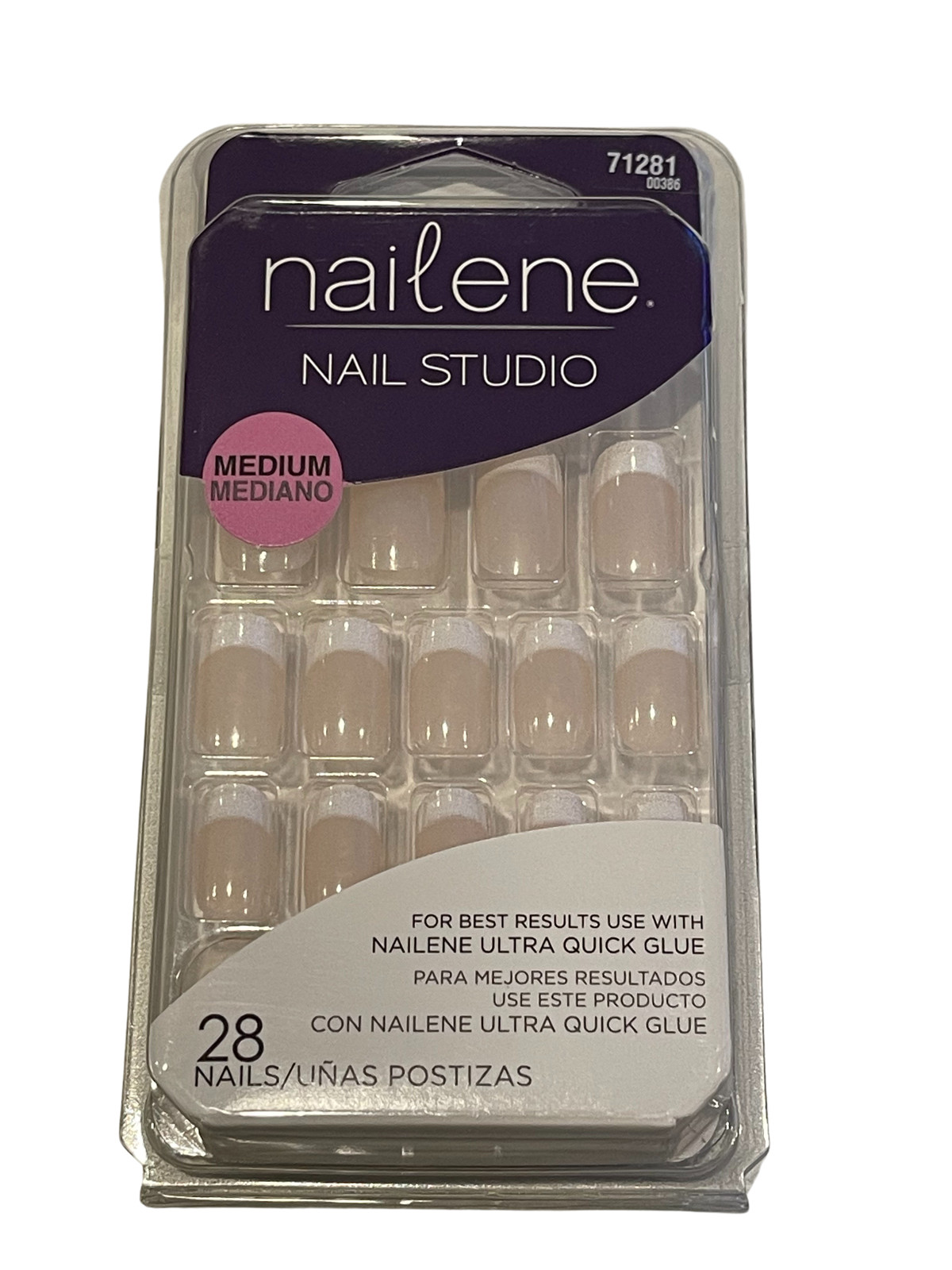 Nailene Nail Studio Glue On Nails Medium French Manicure 28 Ct #71281 – 2 Pack