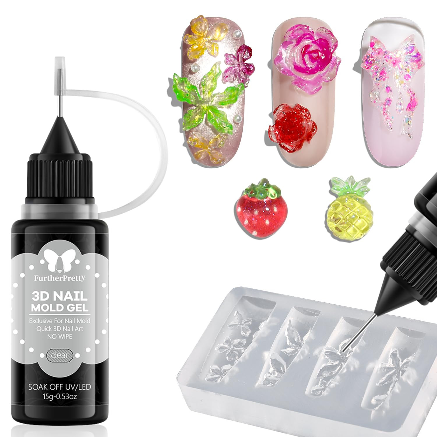 3D Nail Mold Gel, 15G Soft Molding Nail Gel for Sculpting Carving Silicone Mold