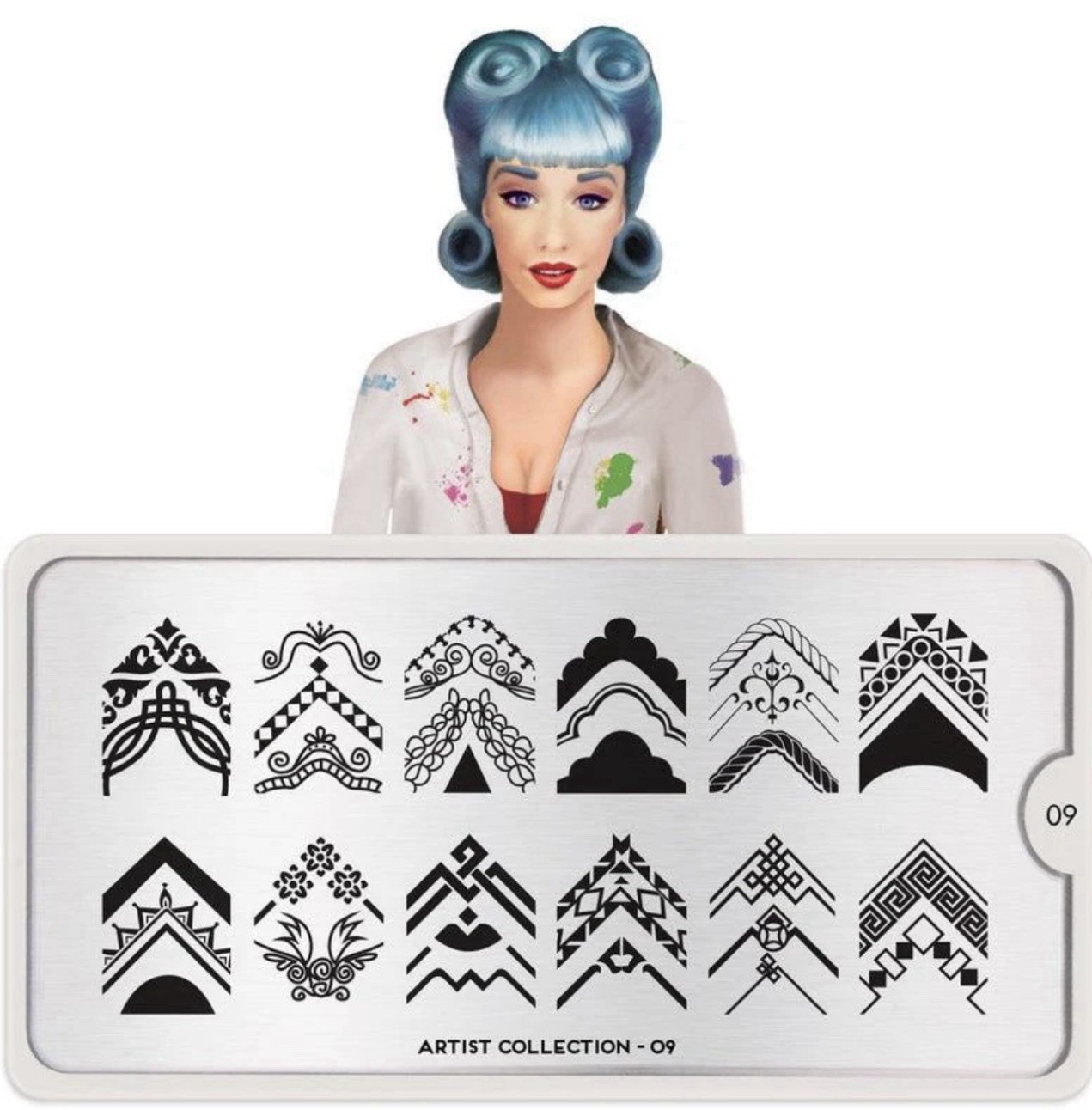 HTF MoYou Artist Collection 01 09 28 Geometric Metal Nail Stamping Plates Set
