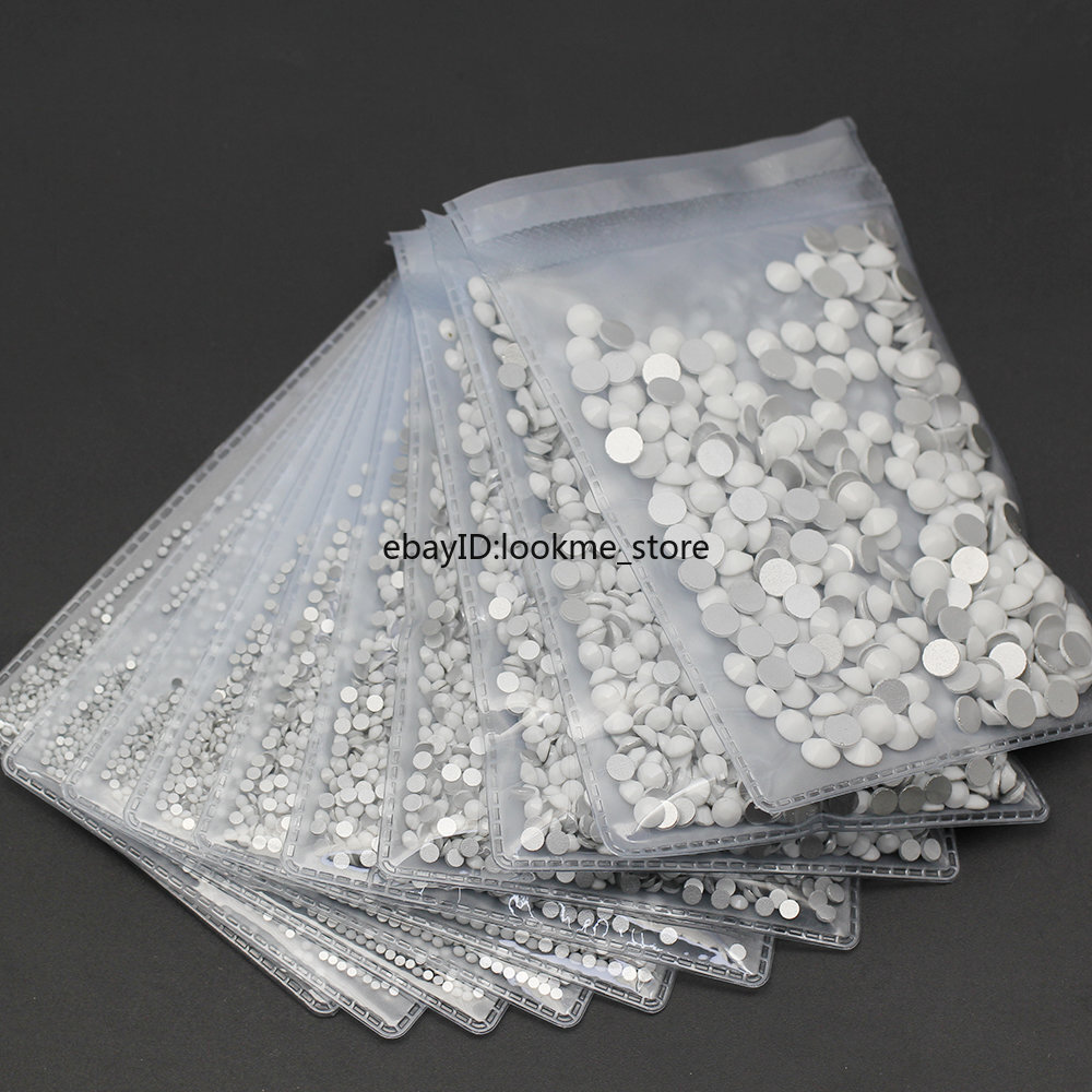 1440pcs Crystals Porcelain White Rhinestones FlatBack Gems for 3D Nail Art Decor