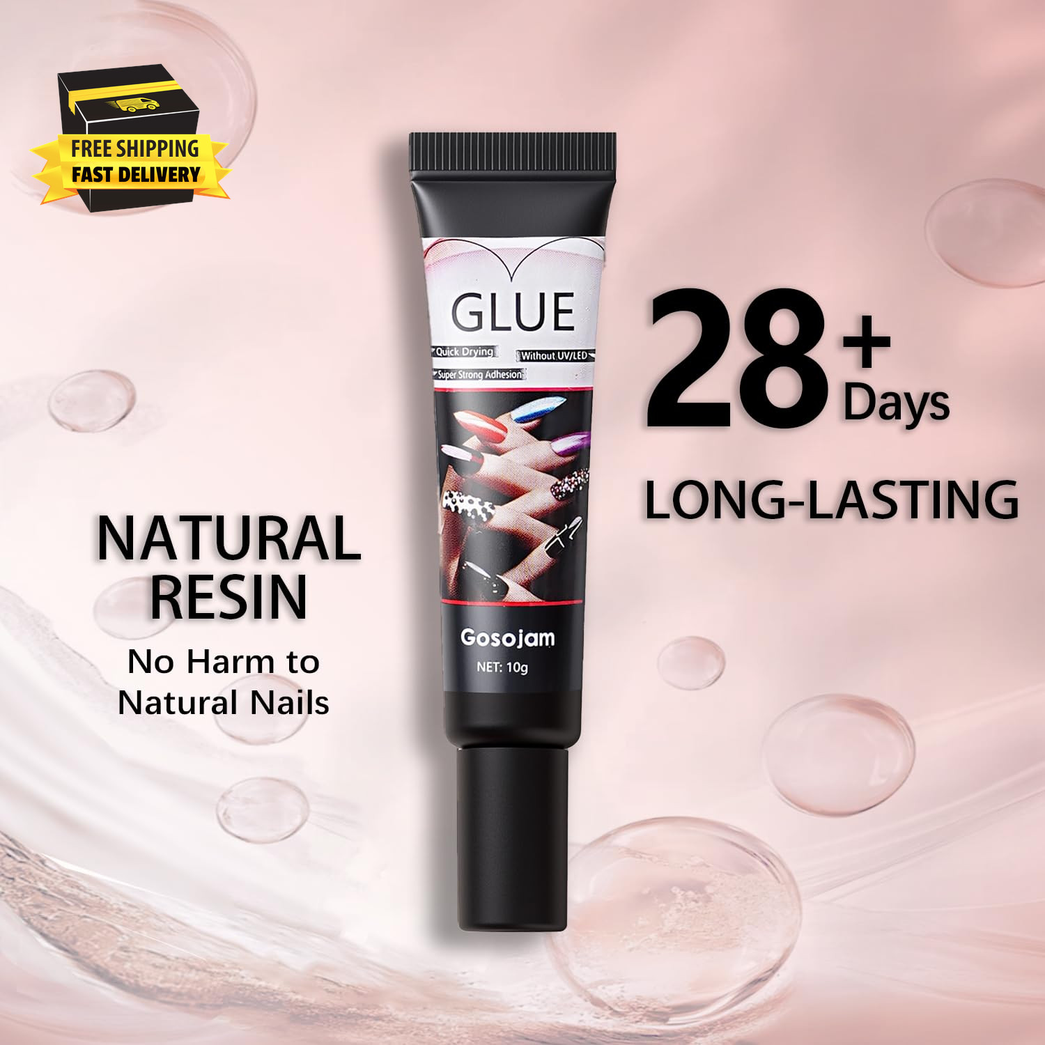 Super Strong Nail Glue for Acrylic Press-On Nails – No UV Light Needed, Fast-Dry