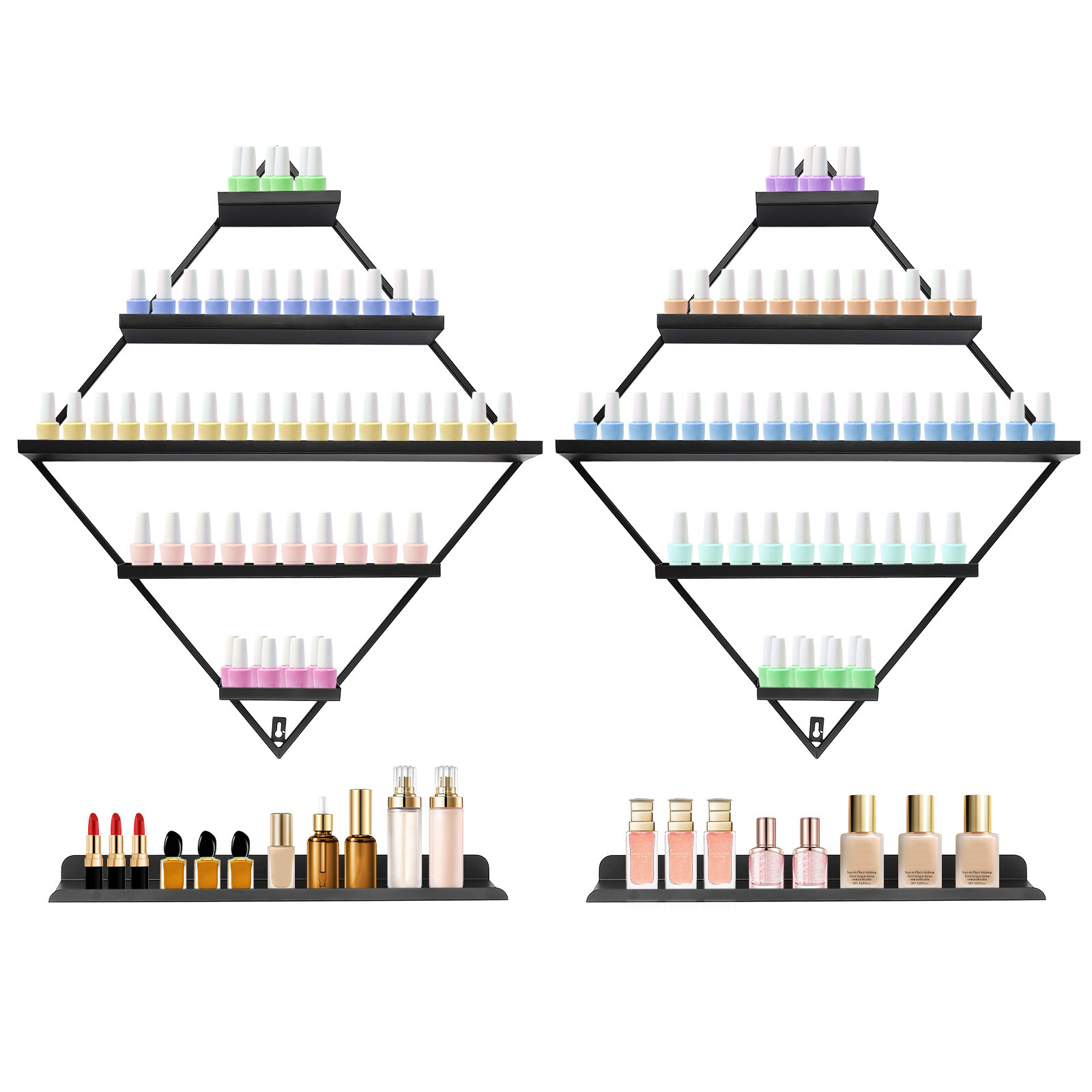 High-Quality Wall-Mounted Nail Polish Rack, 5-Tier Design, Holds 90 Bottles,