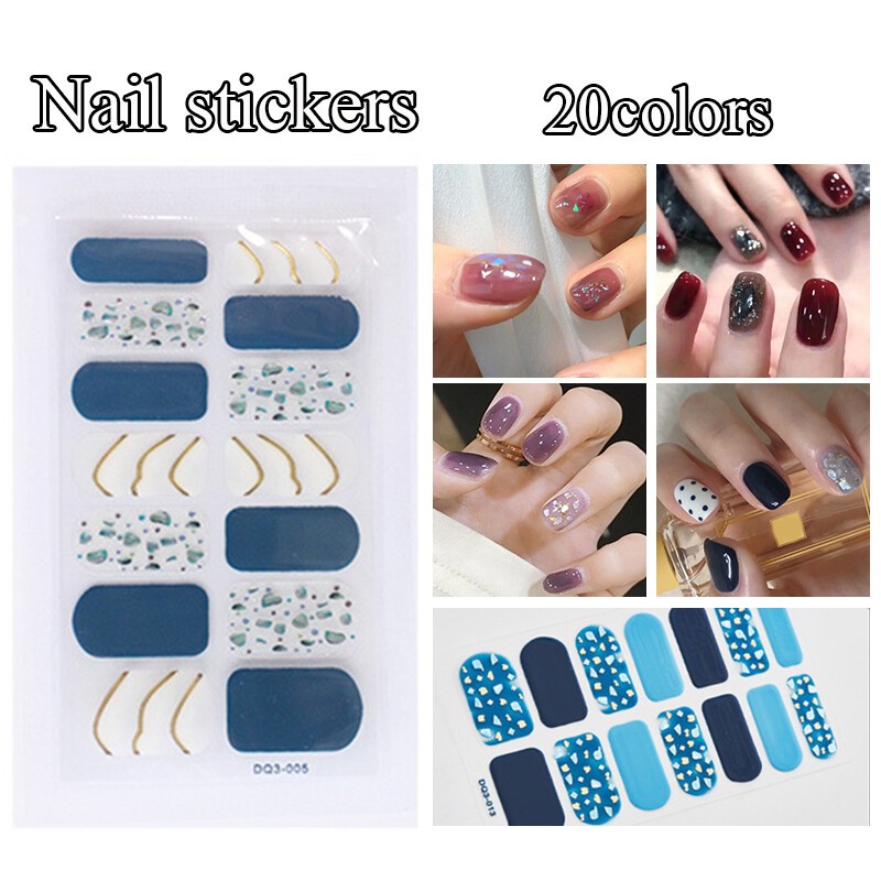 14Tips Nail Stickers Full Cover DIY Manicure Art Nail Foils Wraps 3D Nail Decal✔