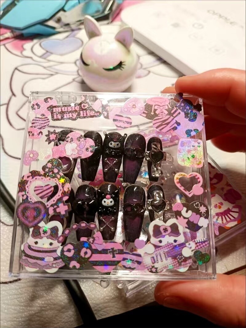 Kuromi handmade acrylic Press On Nails manicure instant faux nails