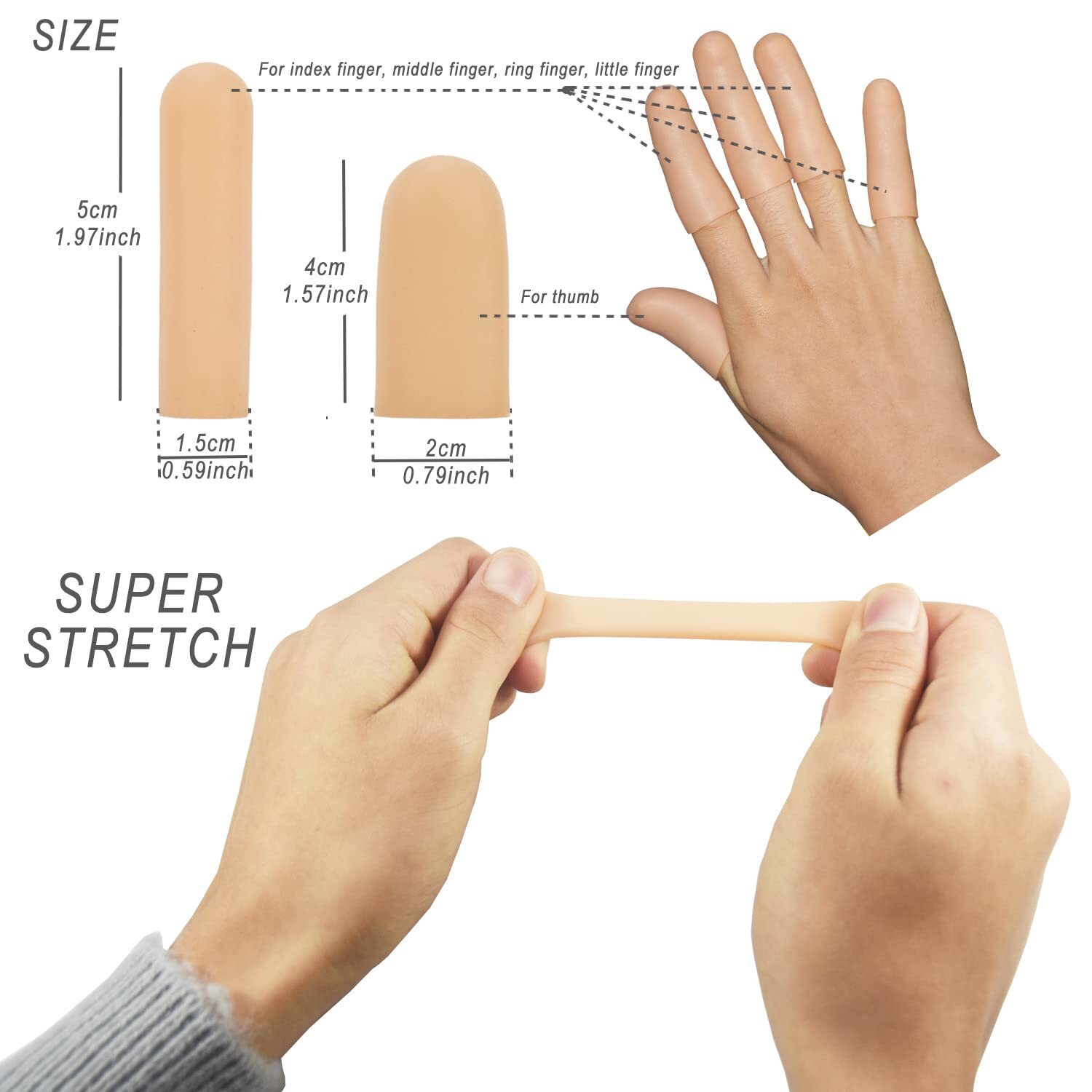 20 PCS Gel Finger Cots,Silicone Finger Protectors, Thumb Protector Covers